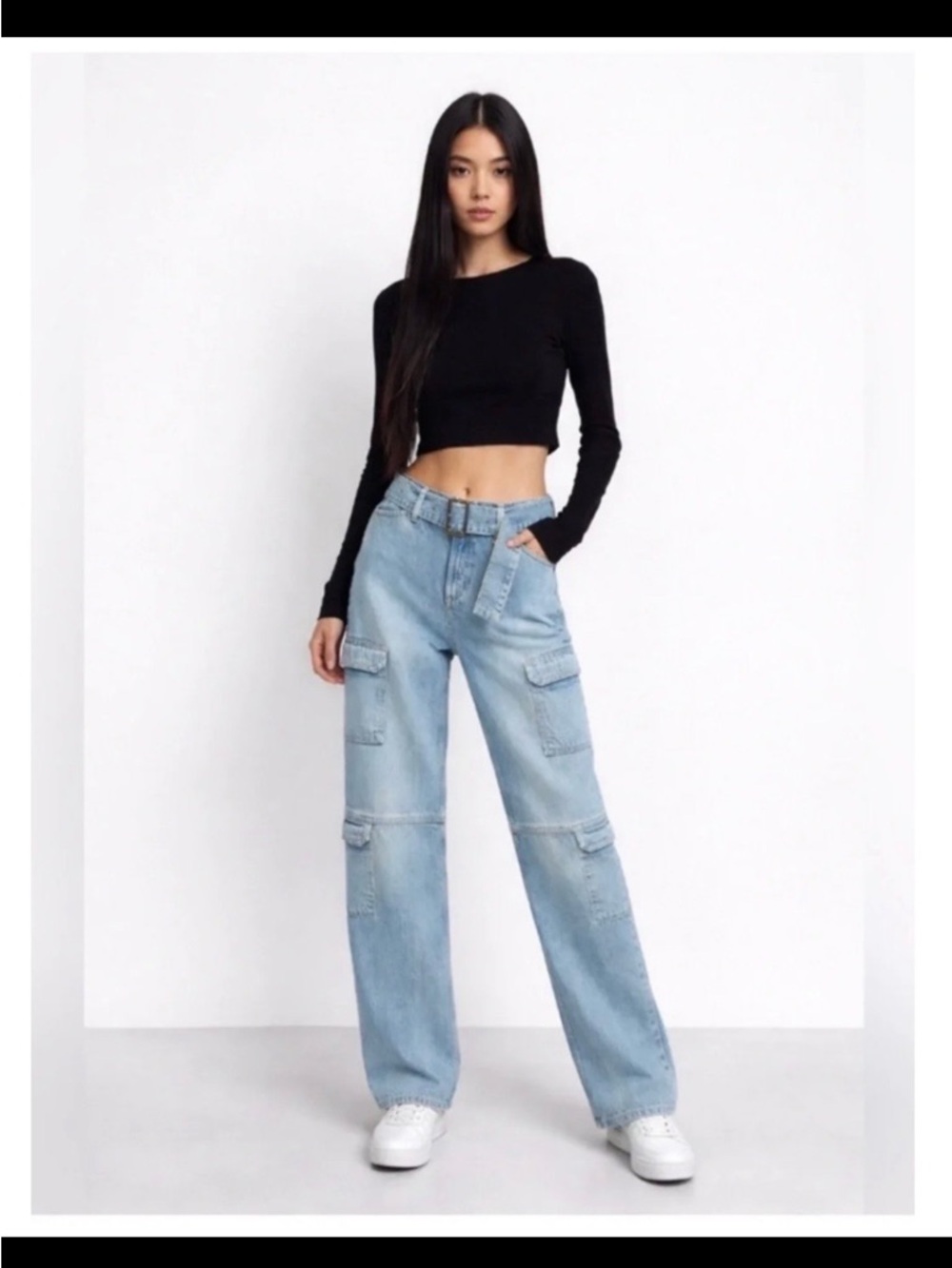 Zara TRF belted cargo jeans size 0